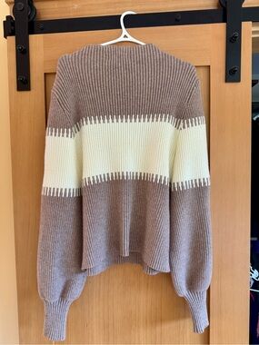 Women’s Ribbed Sweater - Cream and Taupe